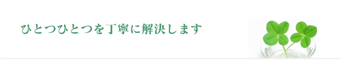 ひとつひとつを丁寧に解決します